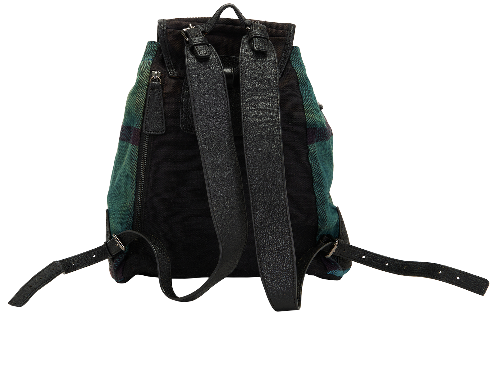 Nova Check Backpack, &pound;175, Handbags, Black/Blue/Green, Canvas, Back view